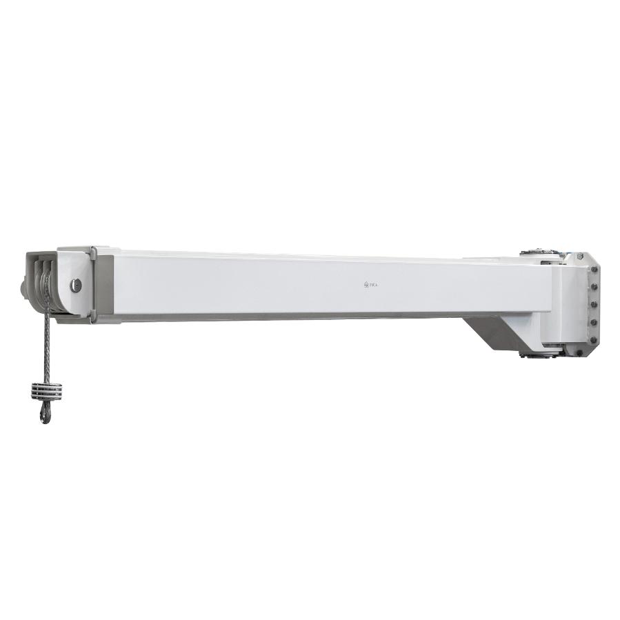 Vista laterale della gruetta telescopica con fissaggio a parete